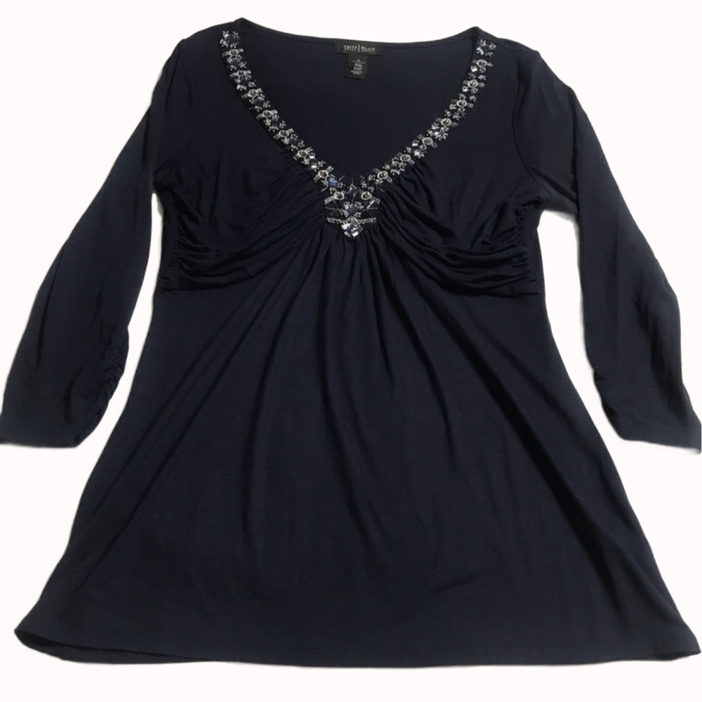 Navy Blue Bling Blouse
